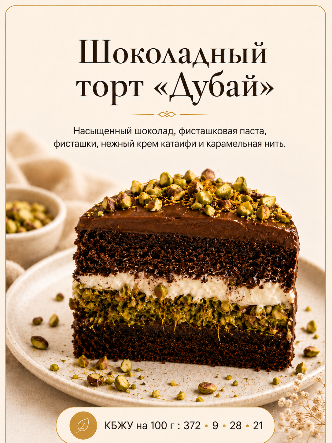 Шоколадный торт «Дубай» — Торты, ПП без сахара