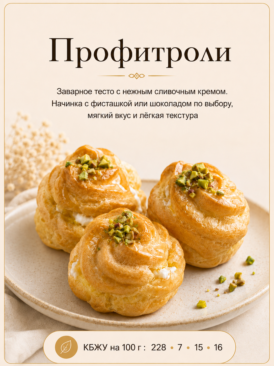 Профитроли — Пирожные, ПП без сахара